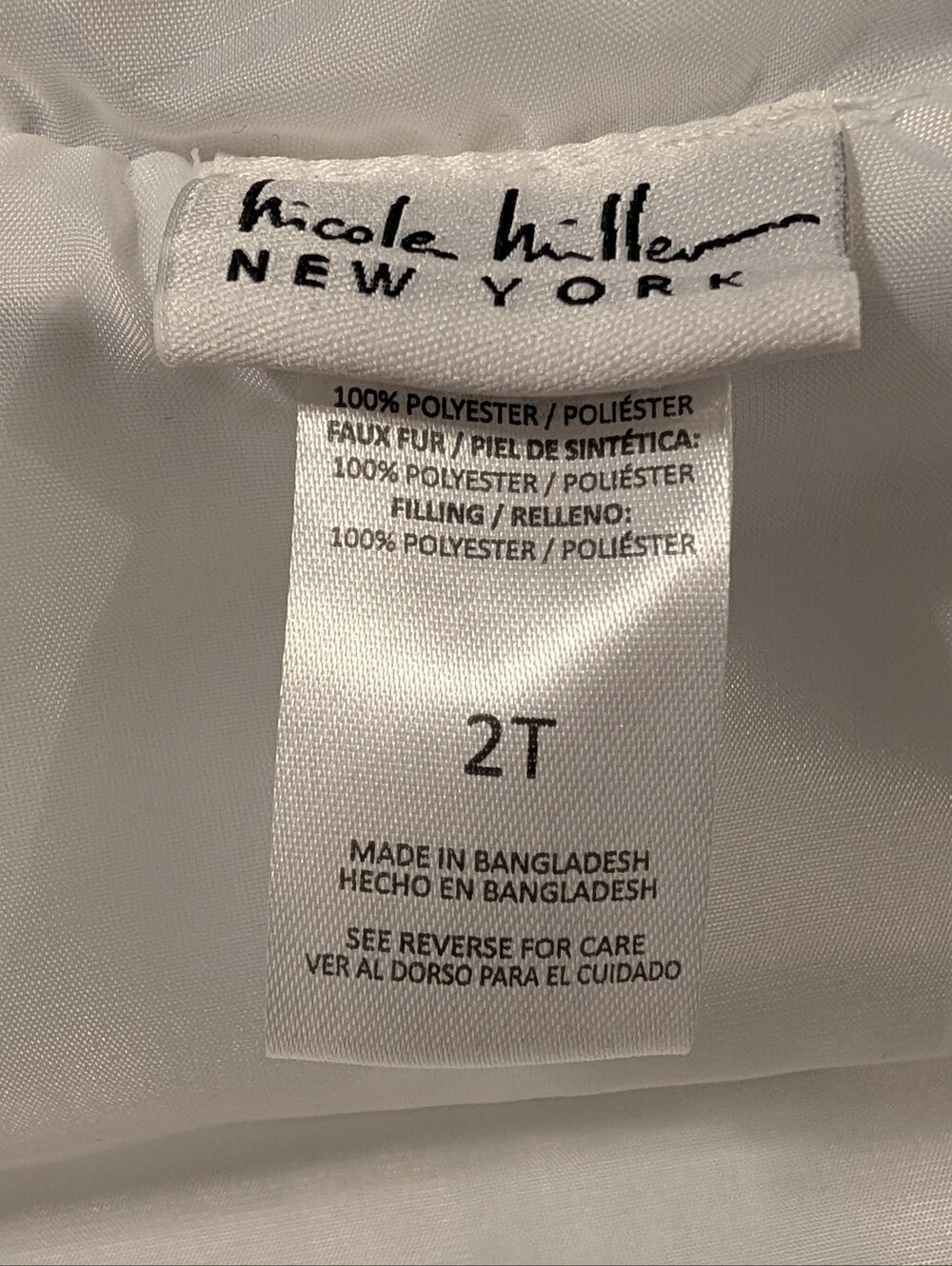Nicole Miller New York White Hooded Puffer Vest with Black Bow Print Size 2T - Picture 8 of 8